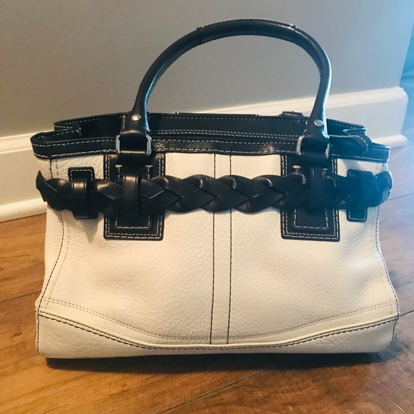Coach White Leather Hamptons Braided Satchel - Picture 2 of 6